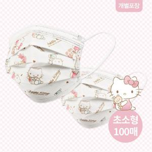 아동용 헬로키티 러블리마스크Q 초소형(100매) 일회용 캐릭터PWX