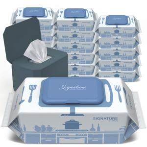 [네츄럴오가닉] 인테리어 디스펜서 + 시그니처 세균닦는 행주물티슈 70매 [18팩] 물티슈 케이스 구성