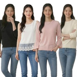 ★니트3종세트+레이스탑★[엘루아] 코튼 니트 3종+레이스탑 세트