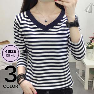 나바바 / 여성 캐주얼 단가라 브이넥 긴팔 티셔츠 NT986/ 3컬러/ 4사이즈