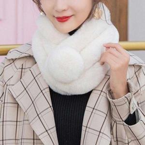 [에이치플러스몰]쁘띠목도리 숏머플러 밍크 페이크퍼 방울 목도리토끼