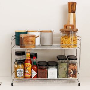 스텐 주방 다용도 선반 2단 양념통 컵 그릇 욕실 수납 정리대