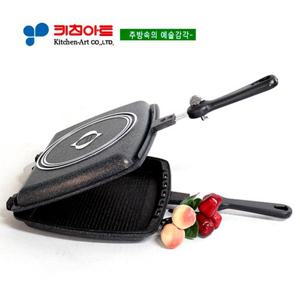 키친아트 직화(直火)은나노(양면마블코팅)그릴직화양면팬(중)