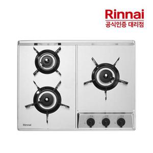 [전국설치] 린나이 고화력 3구 빌트인 가스쿡탑 INBS301DJ 실버 가스레인지 2025년형