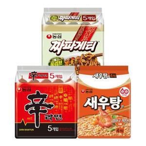 농심 봉지라면 혼합 14봉 (신라면5+새우탕면4+짜파게티5)