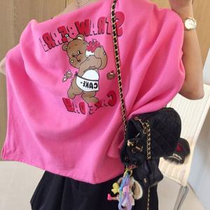 아이미마인 / 딸기베어 라운드 오버핏 트임 기모 맨투맨티셔츠 (3color)