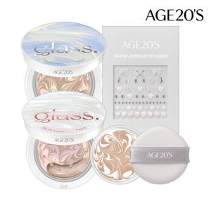 [홀리데이에디션] 에이지투웨니스 글래스 스킨 에센스 팩트 2종 (본품+리필1개)+주얼리스티커