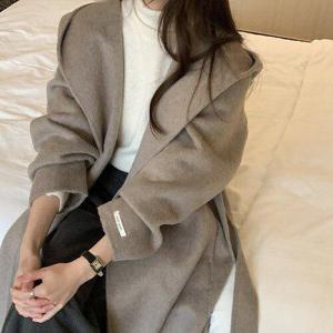 [제이0][제이0]가벼운 후드 롱 핸드메이드 긴팔 코트