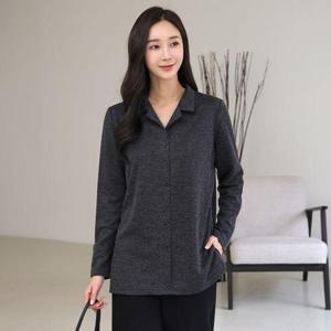 [드리다]중년여성옷 가을 겨울 카라 브이넥 빅사이즈 티셔츠 40-50대 미시 엄마옷 등원 출근 모임 하객