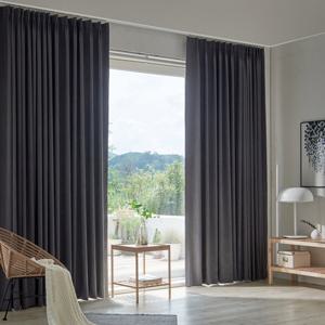[뷰하우스] 멜란지 100프로 아일렛 암막커튼 커튼봉세트 중형