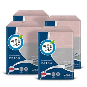 깨끗한나라 순수 소프티 미용티슈 230매 6입 4팩