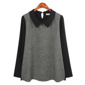 [허밍퍼플]여성용 2312 리타 헤링본 BL 빅사이즈 블라우스 겨울 신상 카라 뒷단추 결혼식 정장 여성의류