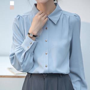 [퀸이즈] [~88까지]레프린 버튼 포인트 셔츠 블라우스