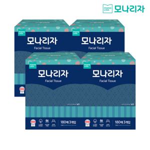 [모나리자] Facial Tissue 미용티슈 180매x3입x4팩(천연펄프100%)