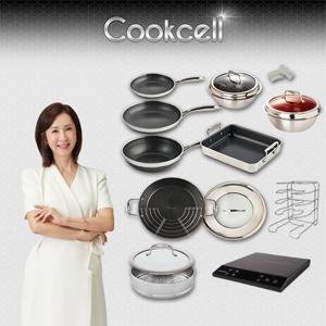 [쿡셀] 블랙큐브 세라믹 IH프라이팬+가마솥+패밀리팬 특집구성(프라이팬22cm, 프라이팬28cm, 궁중팬28cm)+사각멀티팬+블랙가마솥22cm/뚜껑,레드가마솥22cm/뚜껑, 36패밀리팬/뚜껑, 28찜기, 28유리뚜껑, 실리콘 손잡이(2P)+프라이팬거치대, 쿡셀인덕션