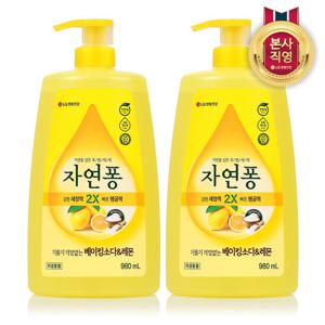 자연퐁 주방세제 베이킹소다&레몬 980ml x 2개