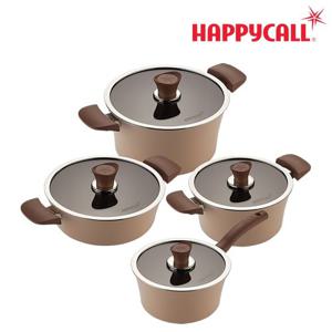 [본사직영] HC해피콜 이든 냄비 IH 4종 세트 (아몬드 베이지) (18편,20양,24전,24곰)