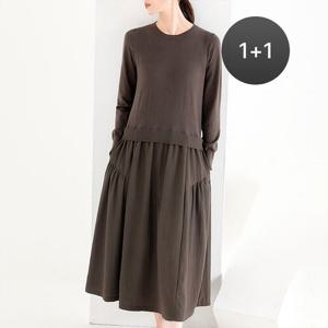★인기pick★ [1+1] 니트 우븐 투톤 원피스 / 봄 데일리원피스 추천!