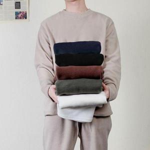 [프랭키뉴욕]남자 후리스 기모 티셔츠 겨울 플리스 루즈핏 두꺼운 라운드티_CMTS01