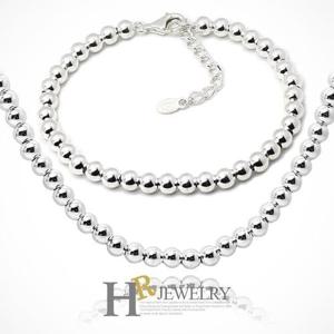 [호림쥬얼리]실버92.5/은세트/세련_예쁜(HR)실버 욜로 5mm 볼 세트(목걸이+팔찌)