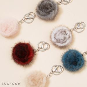 [보스룸]여성 핸드메이드 포인트 액세서리 작은사이즈 밍크 장미키링 가방고리 6컬러