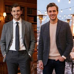 [쟌피엘]울모직 체크 정장자켓 남자콤비 겨울양복마이