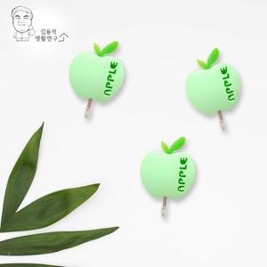 사과후크 3개입 후크 매직 접 착식 벽걸이후크 벽고리 (W8C8203)