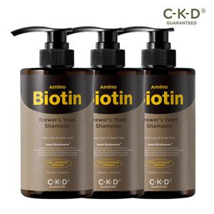 [X3]CKD 아미노비오틴 맥주효모 샴푸 500ml 3개 세트 / 탈모 증상 완화 기능성 + 푸석한 모발 단백질 케어