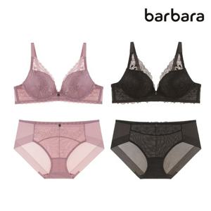 바바라 볼륨 레이스 노와이어 여성속옷세트 2세트