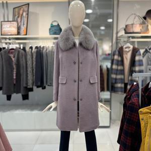 [크로커다일레이디]크로커다일레이디 폭스 카라 솔리드 알파카 롱 코트 CLDWCT109_DG