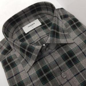 [레노마셔츠]슬림핏/도톰한 긴소매 남방/윈도우 체크 트윌 기모 셔츠 RNWSL0986 GY_US
