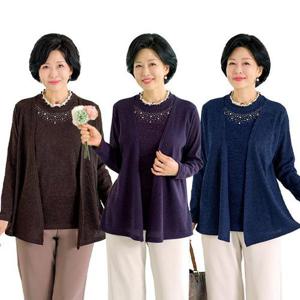 [엄마옷 로즈맘] 안빛프릴진주가디건티셔츠