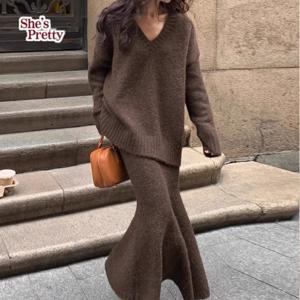 [쉬즈프리티] 테니프리니트스커트세트트_여성투피스