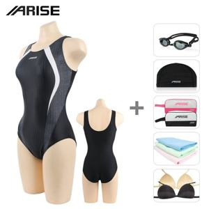 (ASIW101GCBT) 여성실내수영복+수경+수모+가방+타월 브라컵 6종세트