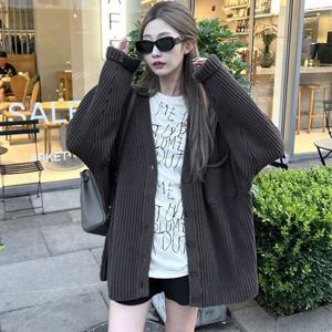 [프리티 글라라]여성 미들 가디건 봄가을 간절기 니트 단추 롱카디건 (39394030)