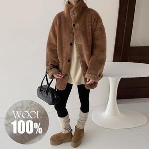 [무드무드] [양모100%] 포인 리버시블 시어링 무스탕