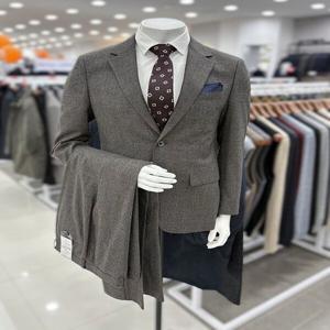 [트루젠]남성 겨울봄 울 혼방 브라운 체크 면접 예복 혼주 턱시도 정장 양복 세트 / 허리 40인치