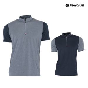 보스케 남성 여름 골프복 골프 웨어 반집업 반팔 배색 티셔츠