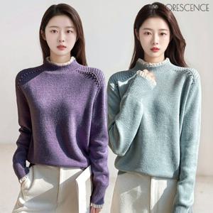 ★2종세트★[플로레센스]숄더프릴셔링니트2종