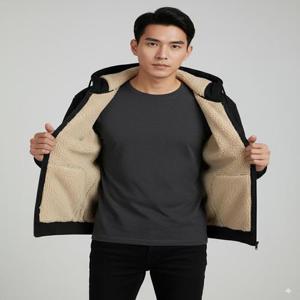 [골피아]남성 안감 양털 남성 기모 후드집업 티셔츠 겨울 트레이닝 상의 긴팔 아우터