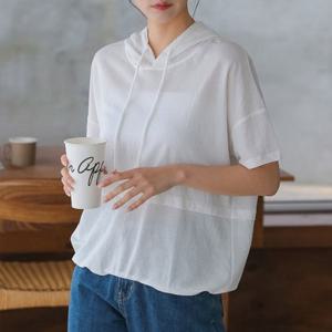 H스타일(WC)아이스후드반팔티 여름 여성 반팔티셔츠 후드티 쿨 아이스