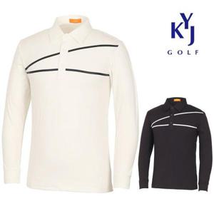 [김영주골프][김영주골프] 남성 약기모 슬라이 사선 카라 골프 티셔츠 KNWMTS57