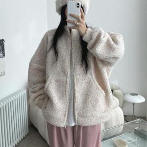 [문에이블]문에이블 여자 여성 겨울 루즈핏 빅사이즈 캠핑룩 후리스 뽀글이 플리스 집업 자켓