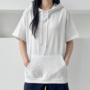 여름 후드 반팔 티셔츠 여성 루즈핏 후드티 반팔티 (WFITRPW)
