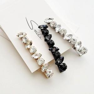 [리본크림] 지그재그 큐빅 포인트 집게핀 / 머리핀 3color