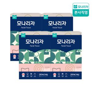 모나리자 미용티슈 280매*3입 4팩 (총12입) 각티슈 곽티슈
