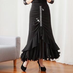 까르죠아 보석 캉캉 머메이드 스커트 스포츠 댄스 치마 인어라인 롱 왈츠 살사 라틴