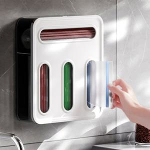 4구 지퍼백 정리함 부착식 비닐봉지 위생장갑 보관함 디스펜서 E326