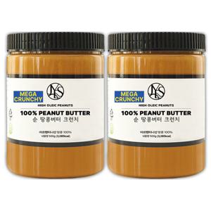 [순땅콩버터] 순 땅콩버터 크런치 500g X 2개 무첨가 100%