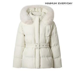 미니멈 [미니멈 에브리데이]내추럴 퍼 후드 벨티드 패딩 점퍼 (EA4JJ021D)